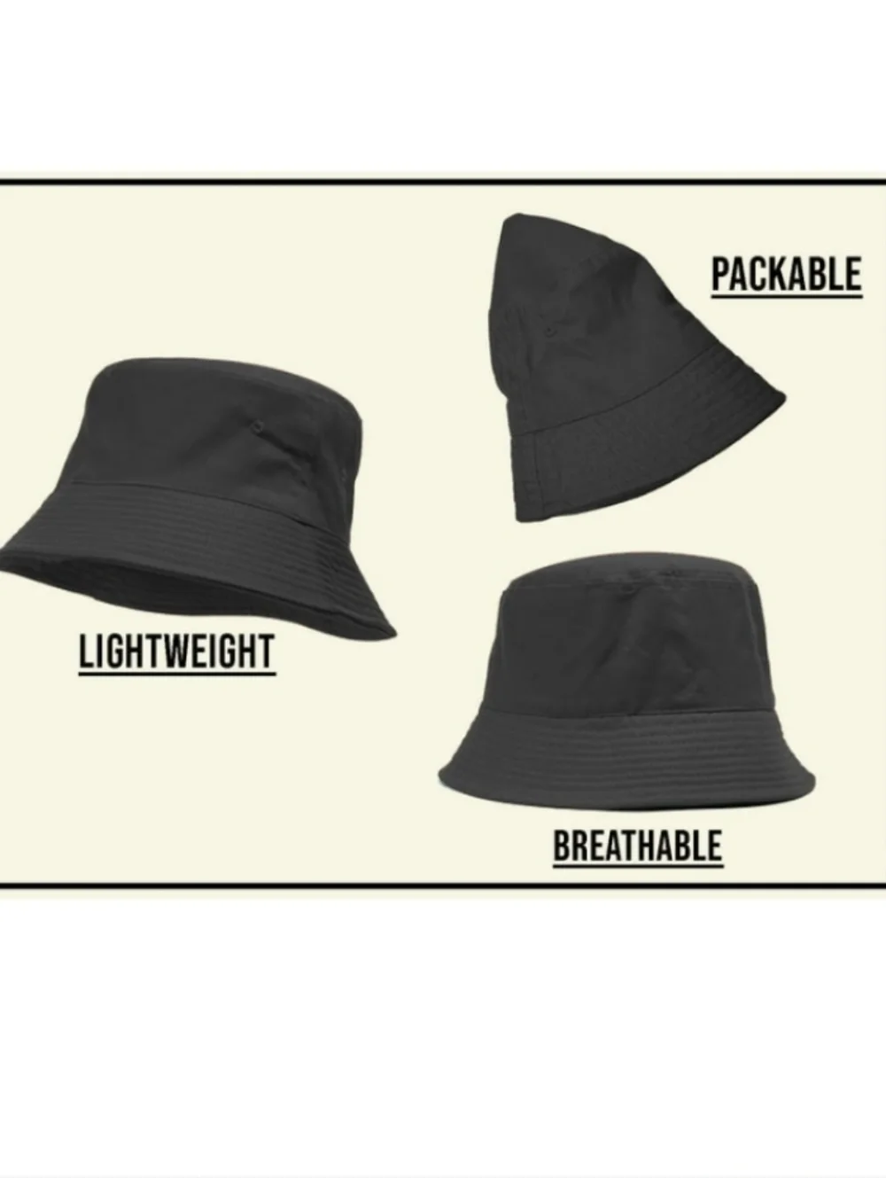 Reversible FashionBucket Hat - Solid Blackand Lovely Tan Made In Vietnam 🆕✨🩷
